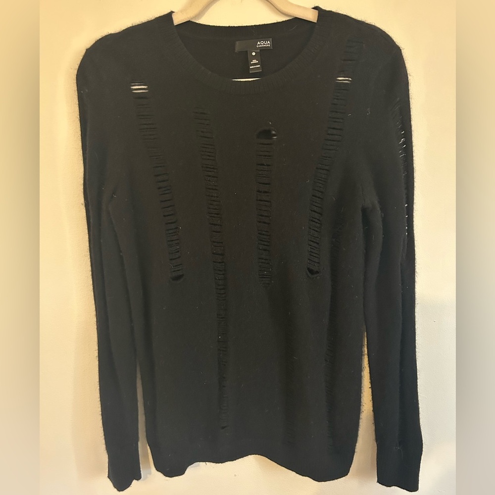 Aqua Black Cashmere Sweater size small GUC